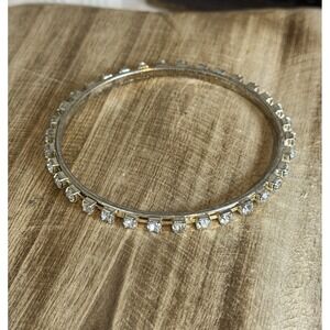 Vintage Crystal‎ Rhinestone Bangle Bracelet Silver Tone Tennis Style